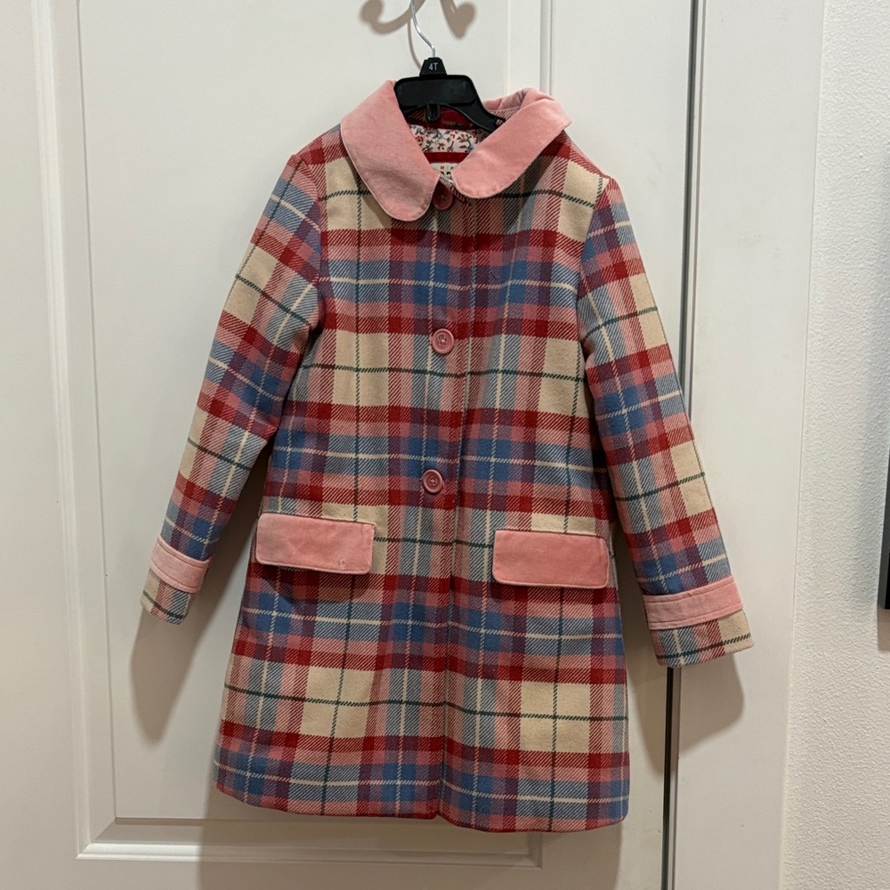 Boden Coat with Plaid Pink Accents